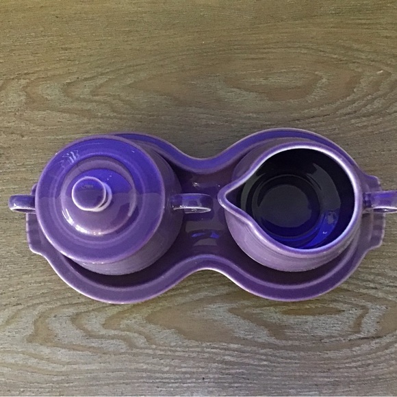 Rare Fiesta Lilac Covered Sugar, Cream & Tray Set - Picture 3 of 8